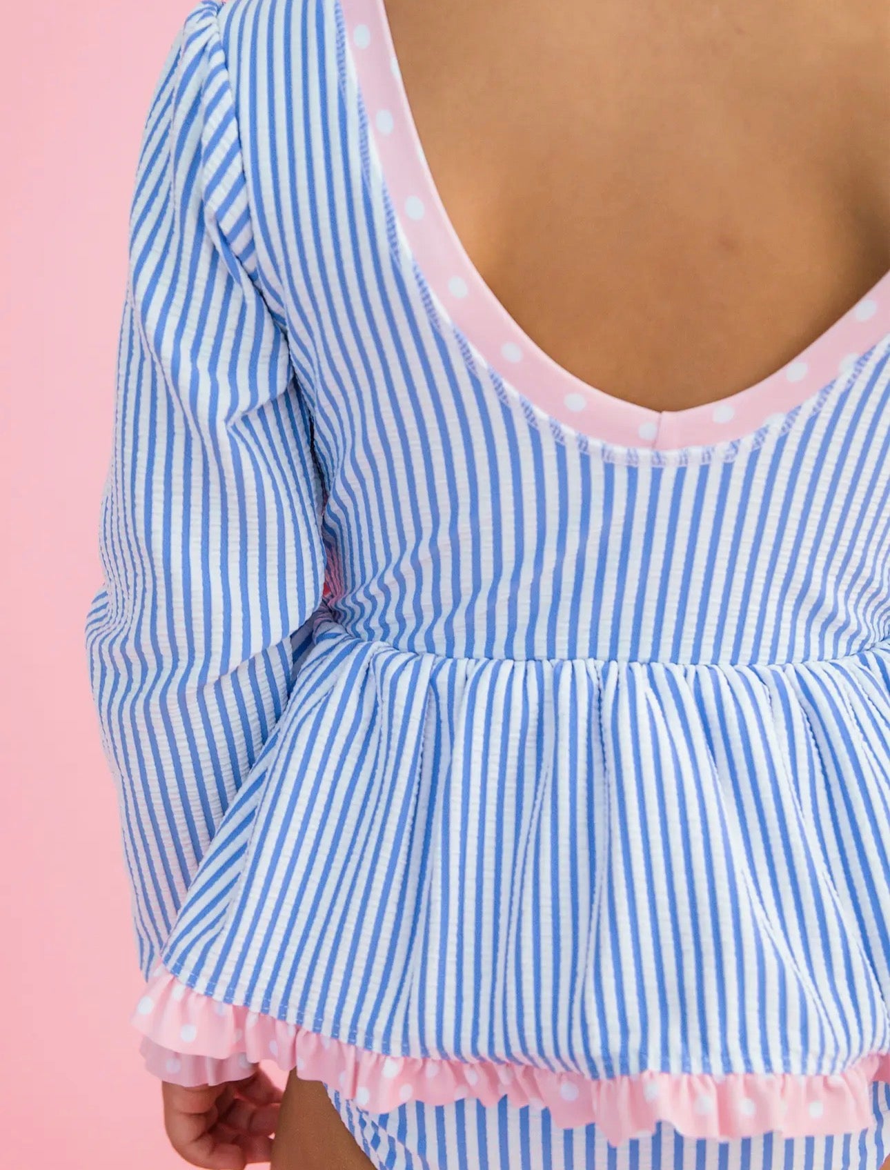 Girls Periwinkle Blue Long Sleeve Swimsuit