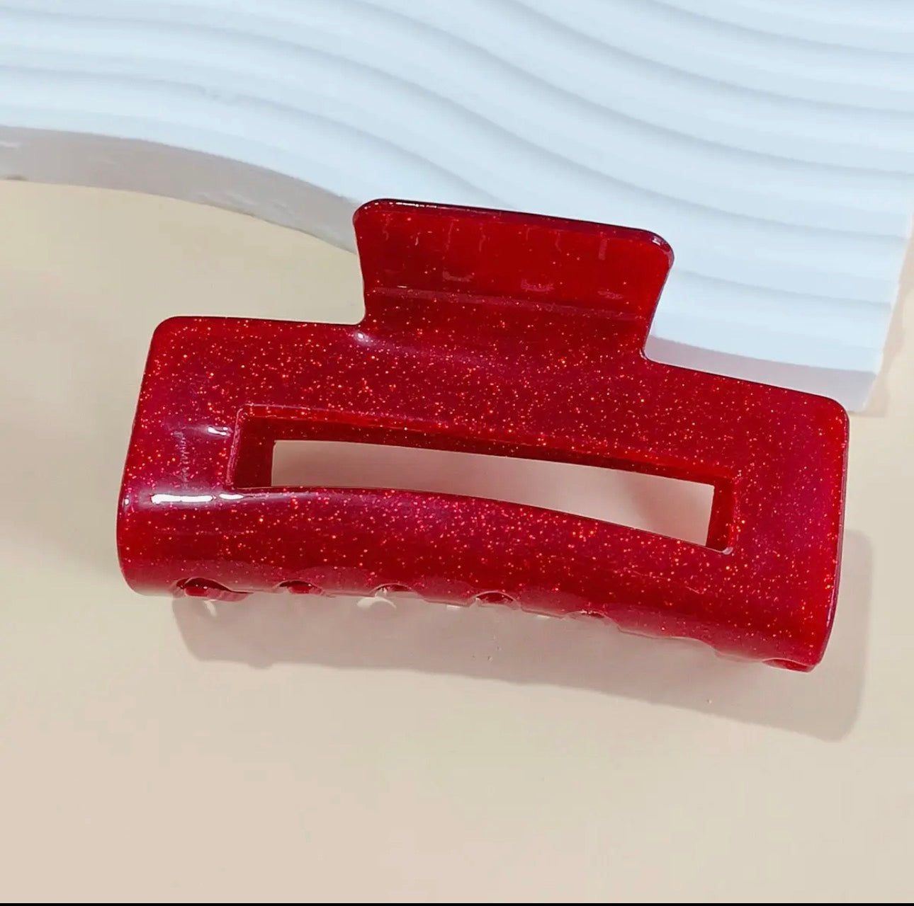 Medium Red Glitter Claw Clip
