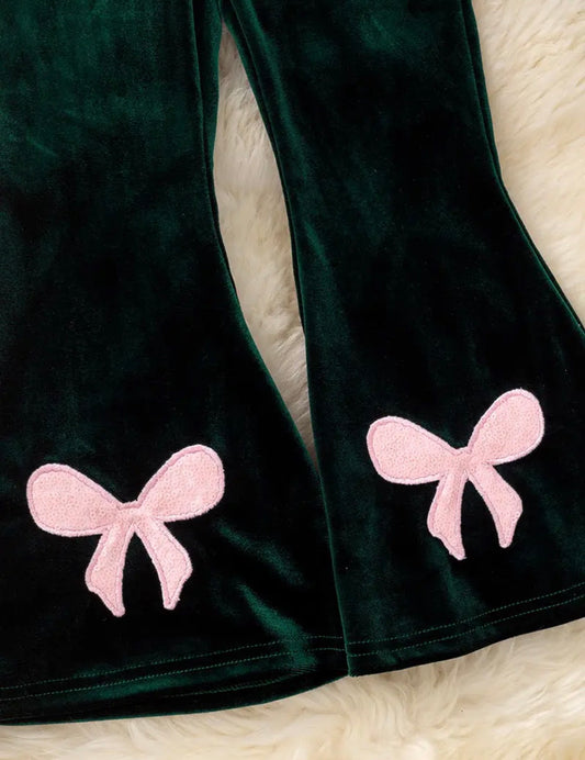 Green Faux Velvety Pants