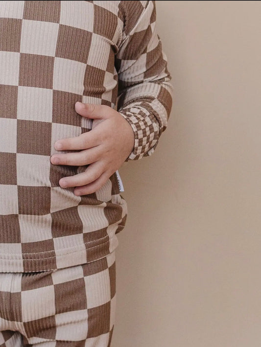 Bamboo Two Piece PJ Set-Checkered