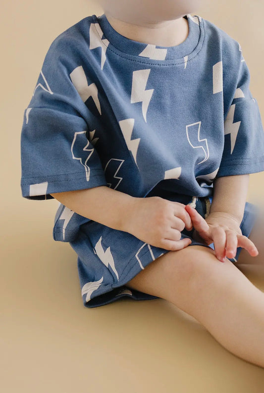 Blue Bolts Shorts Set