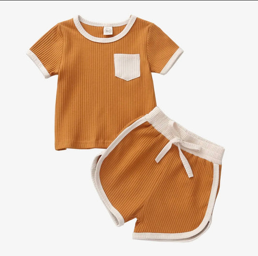 Contrast Binding Top & Shorts Outfit