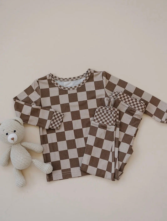Bamboo Two Piece PJ Set-Checkered