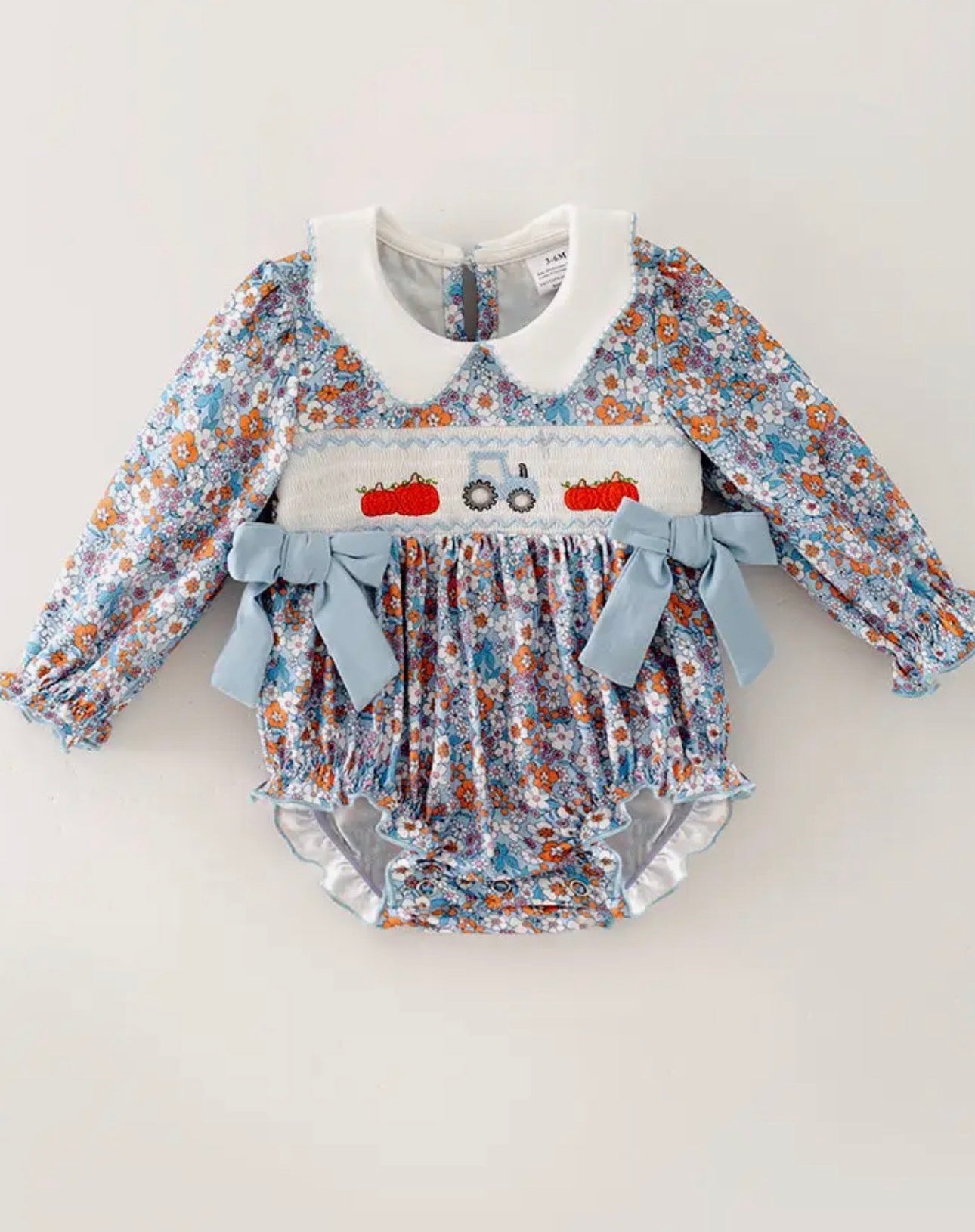 Blue Floral Bubble Romper