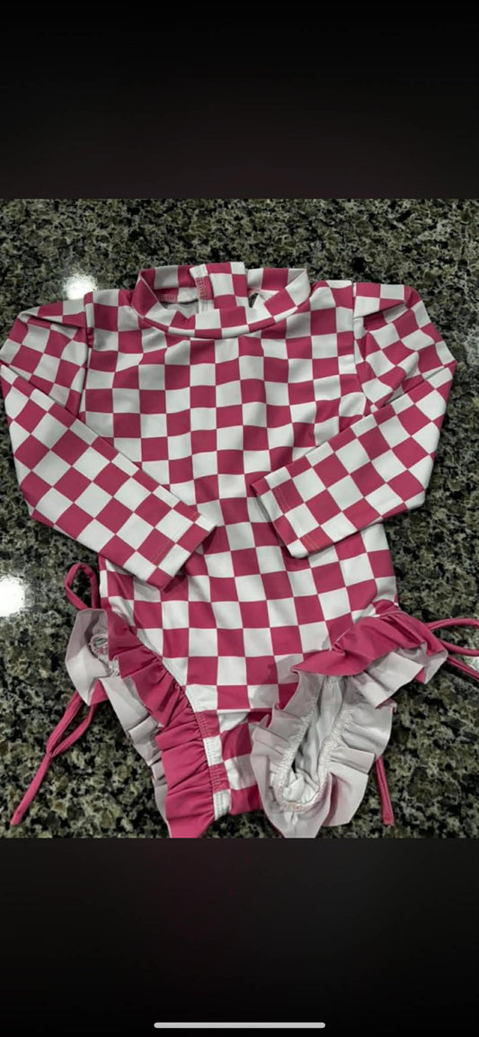 Pink Checkered with Ruffles