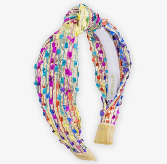 Knot Headband-Confetti Style Rainbow