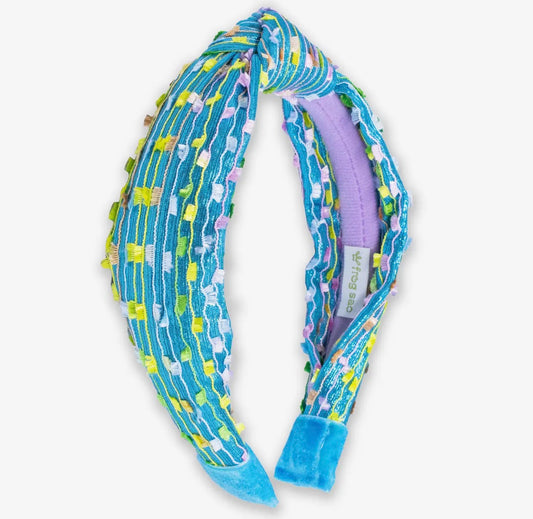 Knot Headband-Confetti Style Blue