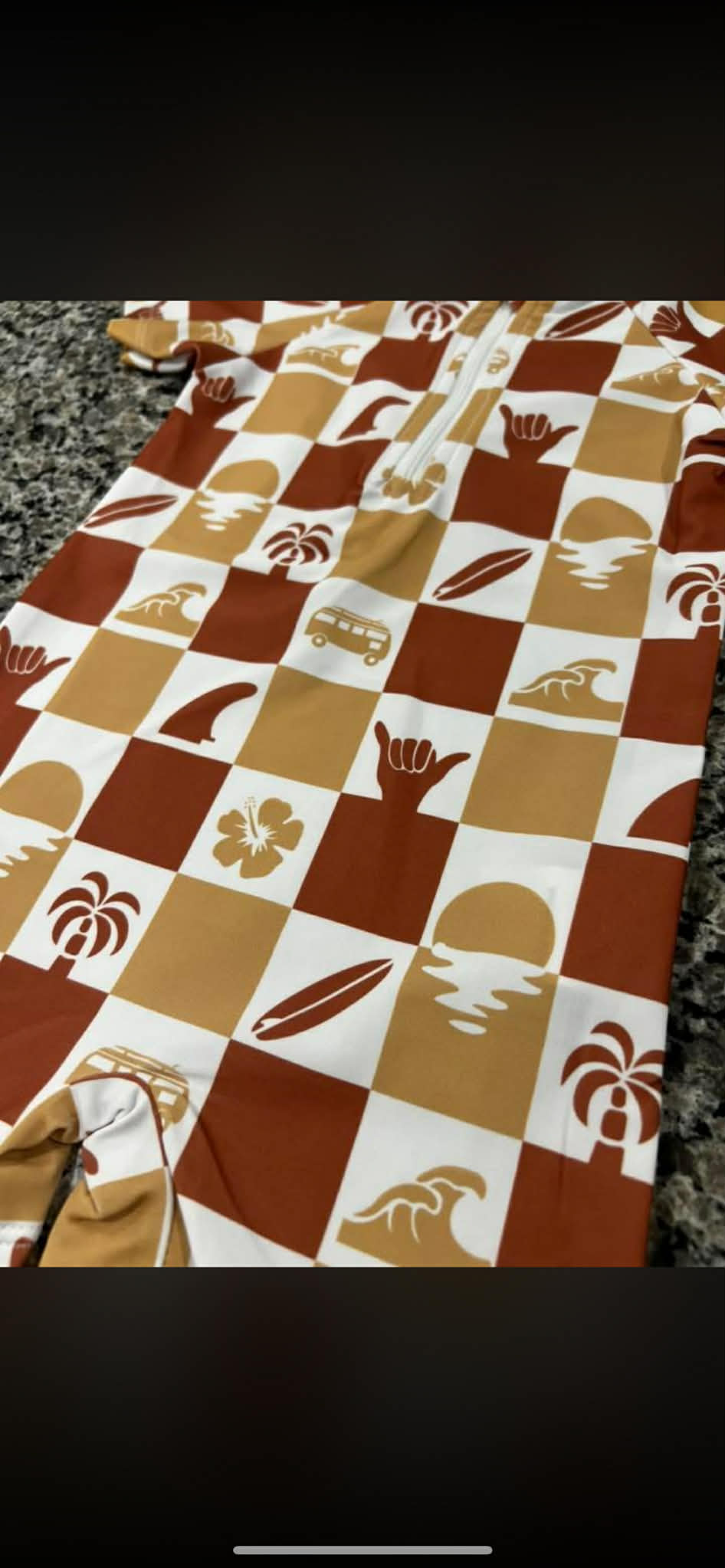 Checkered Red and Orange Surfs Up Swim