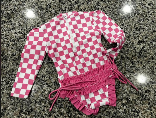 Pink Checkered with Ruffles