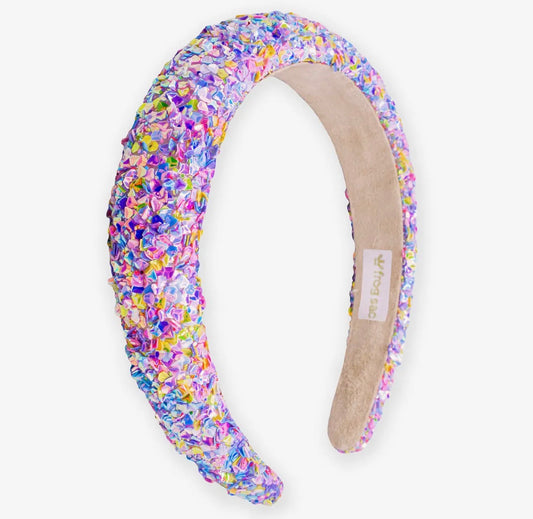 Chunky Sequin Padded Headband-Rainbow
