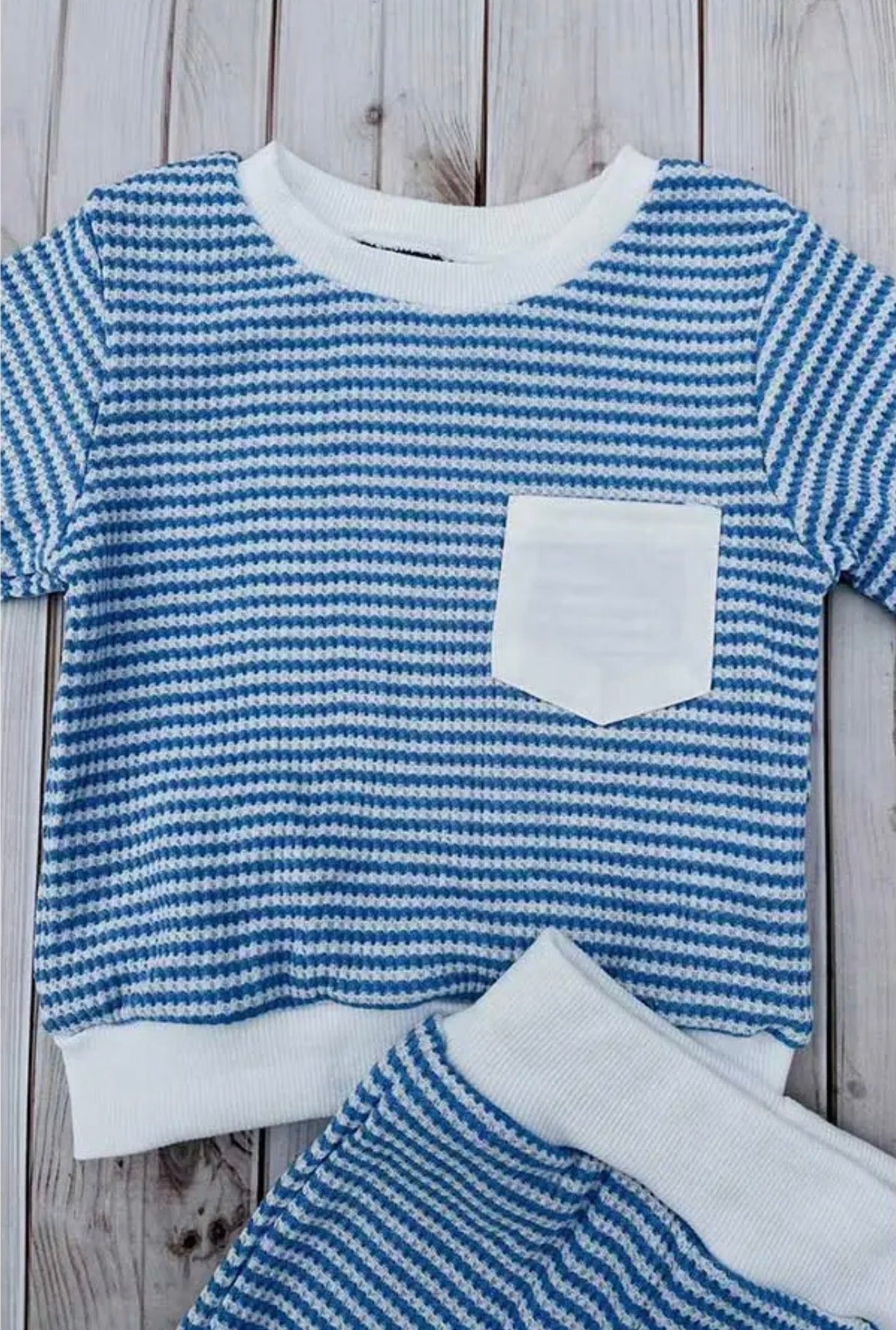 Blue Knitted Long Sleeve Pant Set