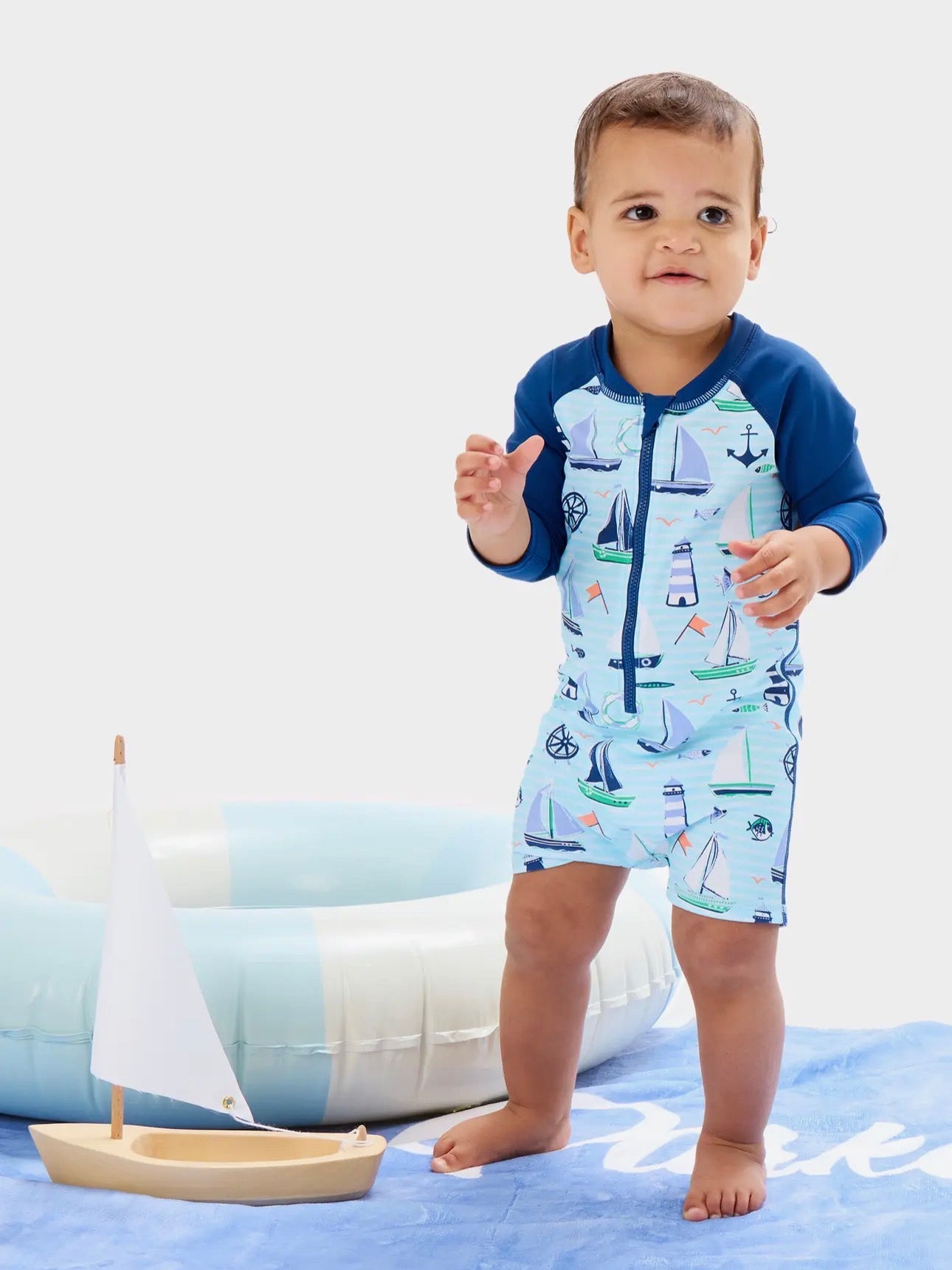 Baby Boy Sweet Sails Long Sleeve Swimsuit