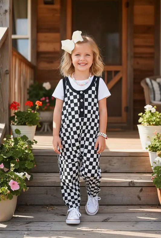 Checkered Loose Overall Jumpsuit