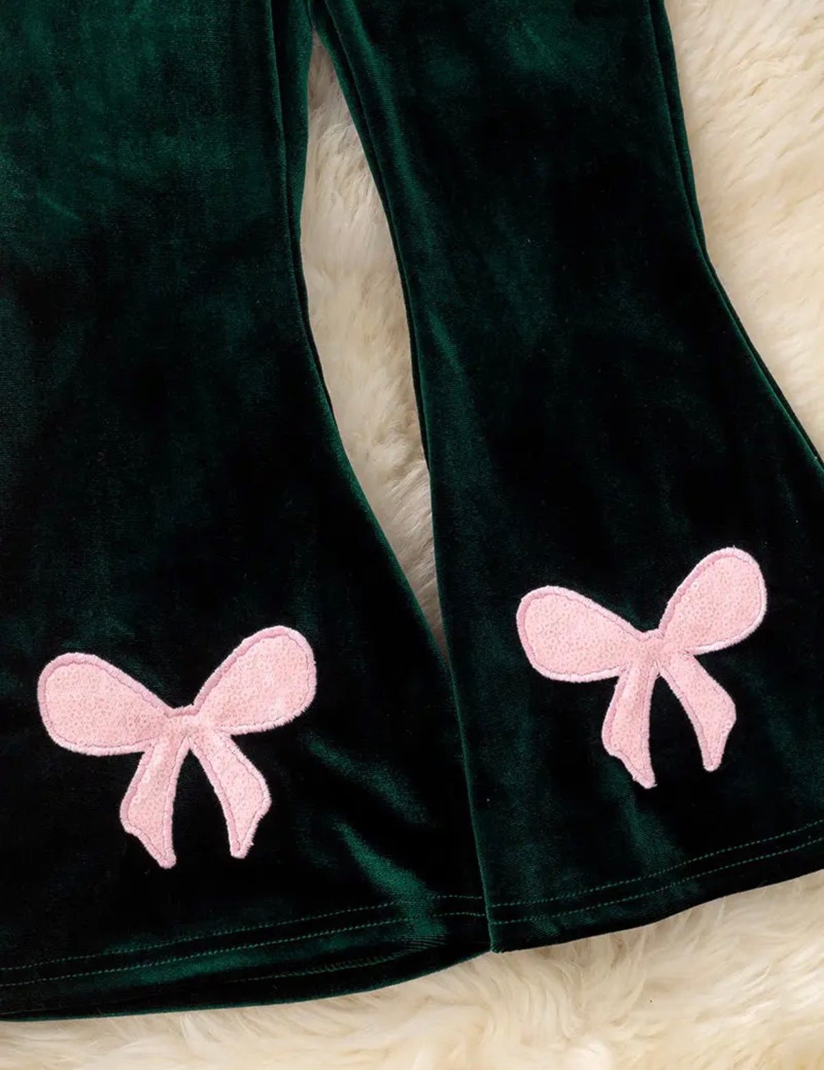 Green Faux Velvety Pants