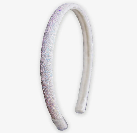 Glitter Thin Headband-White