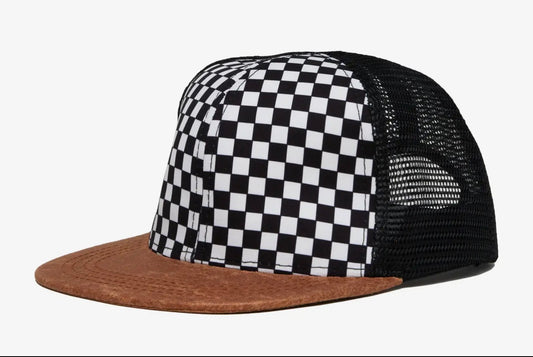 Flat Brim Trucker Hat-Checkered