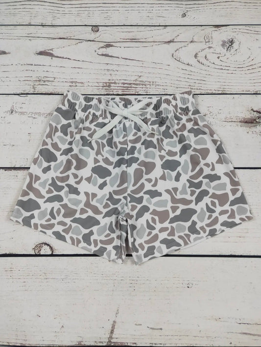 Boy Grey Camouflage Beach Swim Shorts