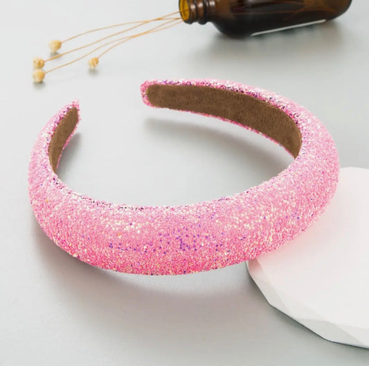 Chunky Glitter Headband-Pink