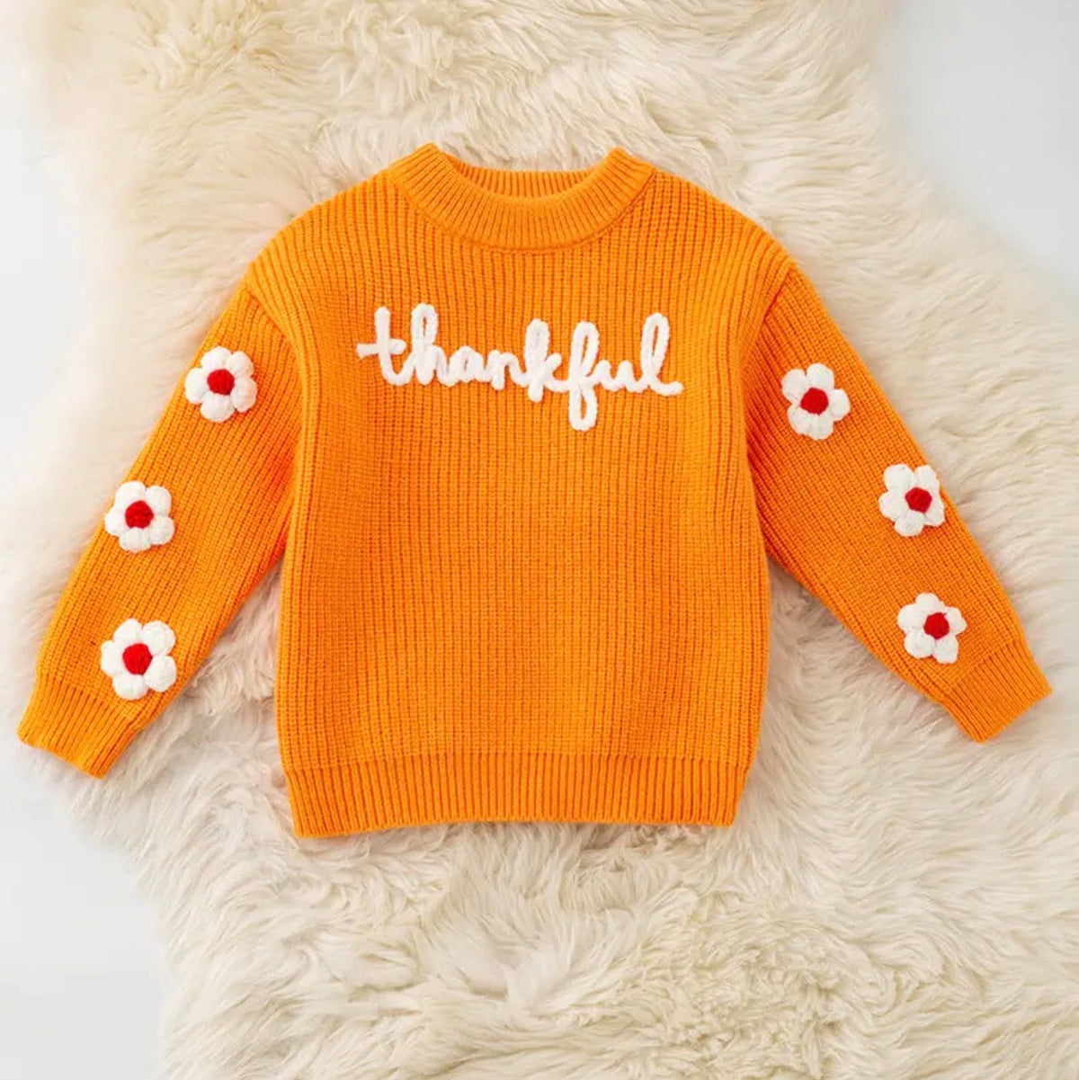 Orange Thankful Knit Sweater