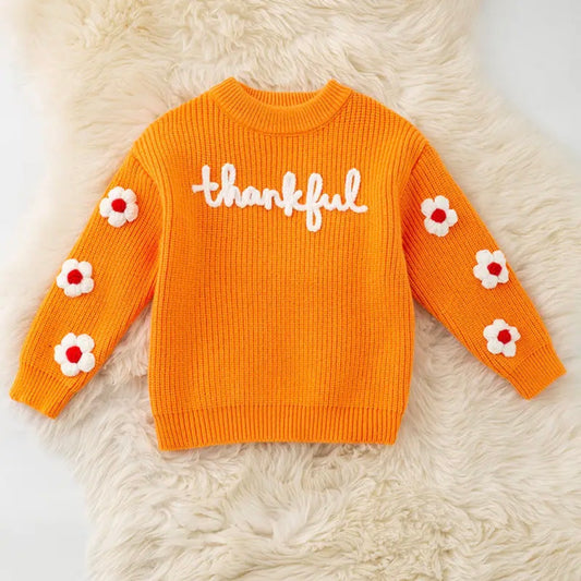 Orange Thankful Knit Sweater
