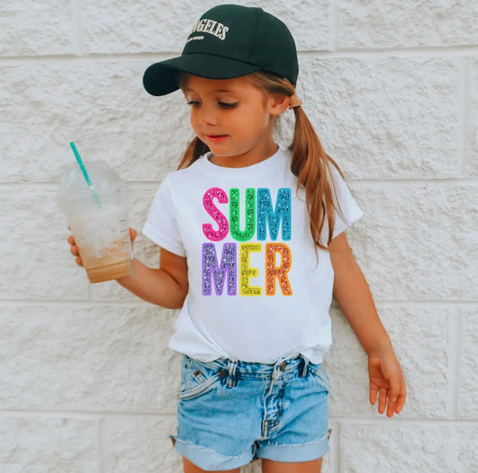 Summer Bright Faux Glitter Tee